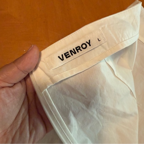 Venroy Cotton Maxi Skirt in White Sz L Floral Embroidered Side Slit Semi Sheer - Picture 10 of 15